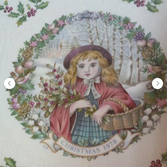 Royal Doulton 1978 Christmas Plate “English Girl” Bone China Vintage w/ Box & Pa - Picture 2 of 4